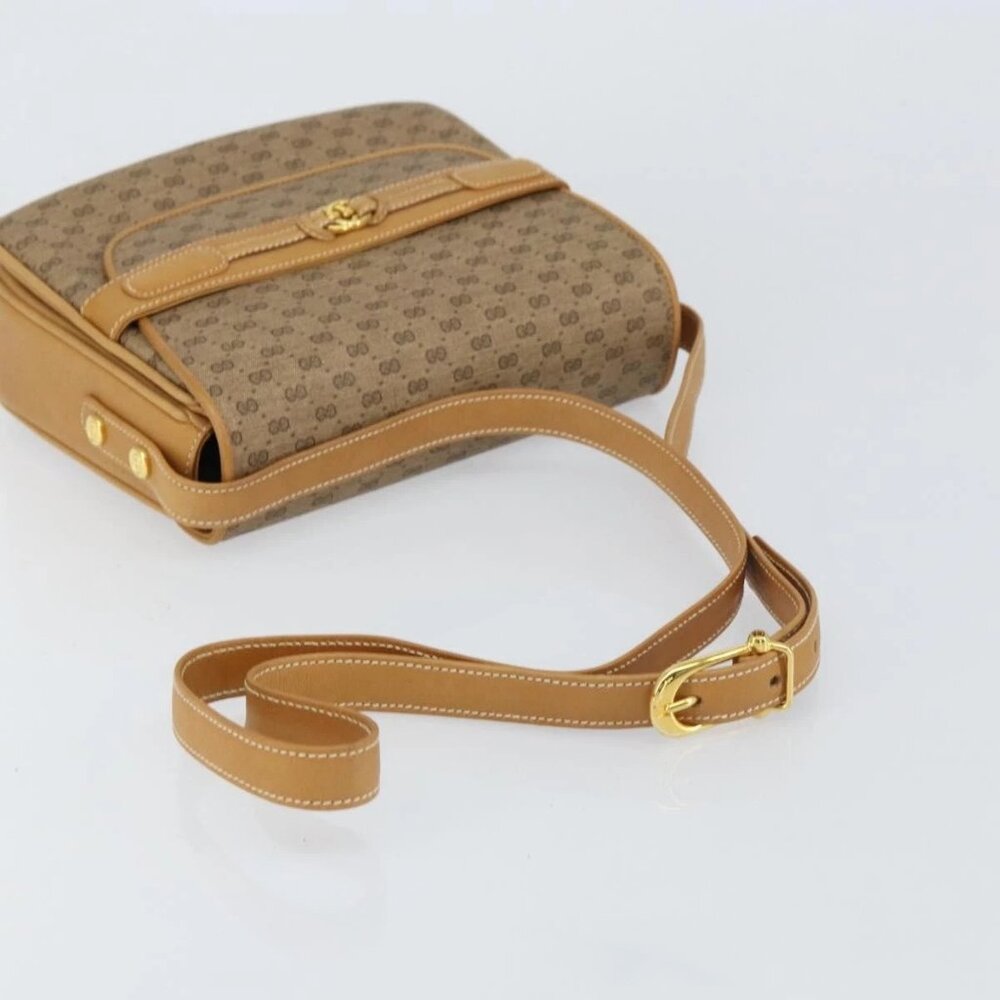 GUCCI Micro GG Supreme Shoulder Bag PVC Beige Gold Auth 160593 - Picture 5 of 16